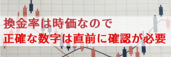 換金率は時価なので正確な数字は直前に確認が必要